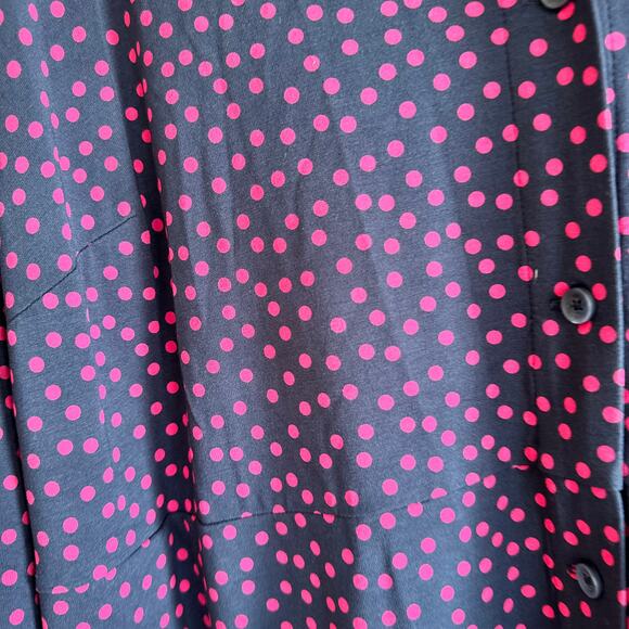 J. Jill Wearever Knit Shirt Dress Navy Blue Red Polka Dot Women's Size Plus 2X - Picture 2 of 11